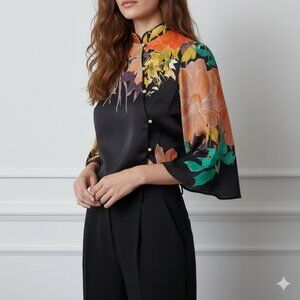 Zara Floral Inspired Bodysuit Size M